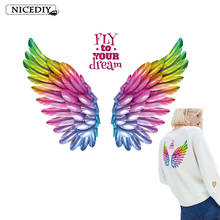 Nicediy Colorful wings Heat Transfer Vinyl Sticker Iron On Transfers For Clothes Thermal Transfers Press garment accessories DIY 2024 - buy cheap