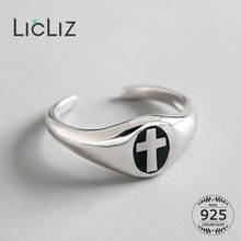 LicLiz New 925 Sterling Silver Cross Open Rings for Women White Gold Jewelry Fashion Cross Design Adjustable Rings LR0726 2024 - buy cheap