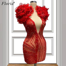 Vestidos de cocktail vermelho sexy vestidos de cocktail 2020 mini miçangas vestidos de baile de formatura feminino festa de noite elegante vestidos de festa de casamento 2024 - compre barato
