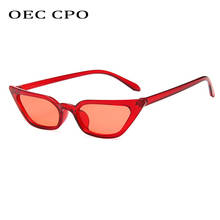 Oec cpo óculos de sol da moda óculos pequenos de olho de gato, para mulheres, sexy, transparente, vermelho, vintage uv400 óculos de sol o837 2024 - compre barato