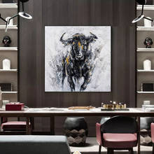 100% Handmade White Brave Bull  Paintings Modern Abstract Oil Painting on Canvas Hand Painted Beauty Home Decor Picture 2024 - buy cheap