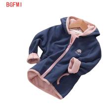 Jaqueta infantil de lã polar e bordado, casaco de manga comprida com capuz para meninos e meninas, roupa agasalho quente de outono 2024 - compre barato