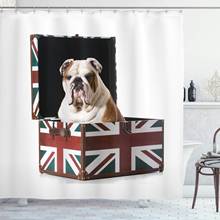 English Bulldog Shower Curtain Bulldog Sitting in Union Jack Britain Themed Box Patriotic Design Bathroom Decor Set 2024 - buy cheap