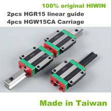 100% hiwin 2 pces hgr15 200 250 300mm trilho de guia linear com 4 pces do bloco linear hgw15ca peças cnc 2024 - compre barato