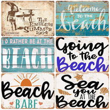 Summer Beach Sunset Metal Tin Sign Plaques Scenery Iron Painting Cafe Bar  Home Decor Seaside House Wall Tin Plate Poster 2024 - buy cheap