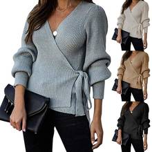 Casual Women Sweater Autumn Winter Knitted Blend Solid Color V-neck  Long Sleeve Bottoming Knitted Top Women Clothing Fashion 2024 - buy cheap