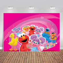 Photography Backdrops Sesame Street Pink Abby Elmo Party Happy Birthday Custom Photo Studio Backdrop Background Vinyl 2024 - buy cheap