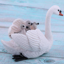 Miniature Animals Action Figure Toy, White Swan Carrying Her Babies on Back 2024 - buy cheap