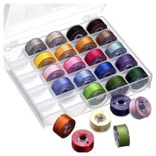 Bobbin Case Organizer with 25 Clear Sewing Machine Bobbins and Assorted Colors Sewing Thread for Brother/ Babylock/ Janome/ Kenm 2024 - buy cheap