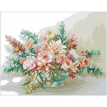 Ramo de flores en porcelana azul, patrones de punto de cruz contados, 11CT, 14CT, 18CT, Kits de punto de cruz chino DIY, conjuntos de costura bordada 2024 - compra barato