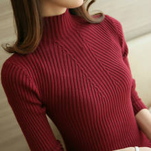 Moda das mulheres suéteres 2021 outono inverno roupas femininas camisola de manga comprida pullovers sólidos gola alta camisola feminina topos c308 2024 - compre barato