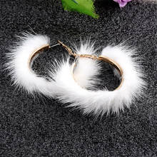 European and American famous brand hair big Circle Earrings exaggerated atmosphere girl heart mink hair Earrings 2024 - buy cheap