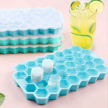 Bandejas do cubo de gelo do silicone com tampas 37 grelhas fácil-liberação moldes livres reusáveis do cubo de gelo de bpa para bebidas refrigeradas cocktails do uísque 2024 - compre barato