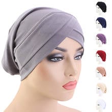 Muslim Hijab Plain Turban Women Headwear Stretch Hair Loss Chemo Cap Islamic Solid Color Scarf Wrap Bonnet Headscarf Hijabs Hats 2022 - buy cheap