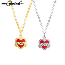 Cxwind Red Heart Charm Necklace Stainless Steel Heart Necklaces & Pendants for Women Design Choker Jewelry Gift for Couples 2024 - buy cheap