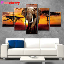 Patrón de elefante al atardecer, pintura de diamantes Multi Panel, bordado de diamantes, cuadrado, redondo, manualidades, bricolaje, 5d, mosaico de diamantes, 2024 - compra barato