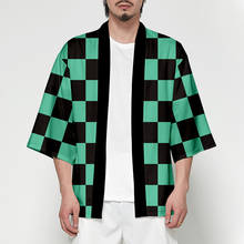 Аниме Demon Slayer Kimetsu No Yaiba Tanjiro Kamado Косплей Костюм мужской кимоно плюс размерные куртки Вечерние на Хэллоуин для женщин 2024 - купить недорого