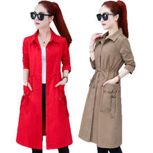 2021 feminino blusão primavera outono casaco longo feminino trench coat moda magro casacos com forrado e sem forrado windbreakerc833 2024 - compre barato