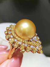 D123 joias finas 925 prata esterlina natural água doce 12-11mm anéis de pérolas douradas para mulheres anéis finos de pérolas 2024 - compre barato