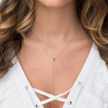 NEW Authentic 925 sterling silver blue blue stone vermail gold lariat women chain necklace gold 2024 - buy cheap