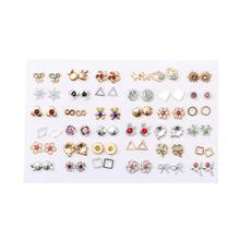 36Pairs/Set Women Colorful Acrylic Crystal Small Stud Earrings Sets Girl Heart Star Flower Moon Crown Plastic Earring Jewelry 2024 - buy cheap