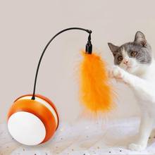 Bola de plumas eléctrica con luz LED, juguete interactivo para gatos y mascotas, palo Teaser 2024 - compra barato