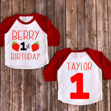 Conjunto de traje de cumpleaños de fresa personalizado, camiseta de cumpleaños para niña, primer cumpleaños, camiseta de cumpleaños para niña 2024 - compra barato