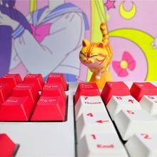 Keycap Cute Kitty PBT DIY Kawaii Cat key cap mechanical keyboards keycaps for mechanical keyboards R4 height Cherry MX axis,Q8 2024 - buy cheap