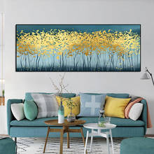 Pinturas en lienzo de árbol dorado abstracto, decoración del hogar, pinturas al óleo, carteles largos modernos e impresiones, arte de pared, imagen HD para sala de estar 2024 - compra barato