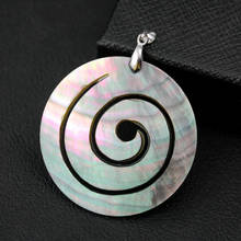 Colar espiral natural com pingente, pingente de concha redonda para jóias, faça você mesmo, 1 peça 2024 - compre barato