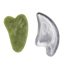 Raspador de jade natural e fino, ferramentas para massagem facial, raspador de jade guasha para cuidados com os olhos e rosto, para lifting dos olhos, pescoço 2024 - compre barato