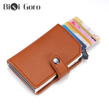 BISI GORO RFID Anti-thief Button Wallet Minimalist Bank Card Holder  Metal Mini Credit Card Holder Men Black Business Cardholder 2024 - buy cheap