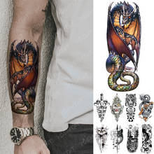 Waterproof Temporary Tattoo Sticker Dragon Knight Spitfire Flash Tattoos Tiger Owl Wolf Body Art Arm Fake Tatoo Women Men 2024 - buy cheap