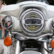 Faro de Halo azul y blanco para motocicleta, 7 pulgadas, para Harley Touring, Ultra clásico, Electra, Street Glide, Road King 2024 - compra barato