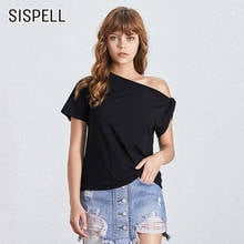 SISPELL-Camiseta fruncida Irregular para mujer, ropa informal holgada de manga corta con cuello redondo, Color sólido, 2020 2024 - compra barato