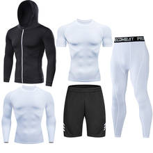 Conjunto de compressão masculino, calça legging apertada de manga comprida, roupa esportiva para adolescentes, roupa esportiva masculina seca 2024 - compre barato