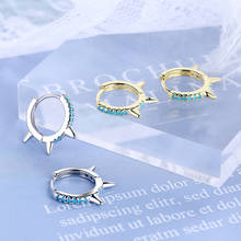 Women's Fashion Blue Turquoise Small Hoop Earrings Shiny Crystal Pave Tiny Huggies Cone Thin Hook Piercing Earring Accessories 2024 - купить недорого