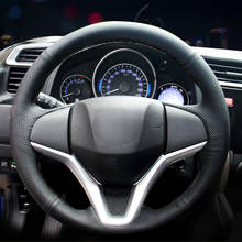 Black Artificial Leather Car steering Wheel Cover for Honda Fit City Jazz 2014 2015 HRV HR-V 2016 2024 - buy cheap