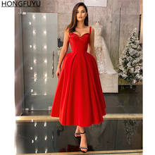 HONGFUYU 2021 Red Velour Prom Evening Dresses Sweetheart A-line Short Party Gowns Tea Length вечерние платья Cocktail Dress 2024 - buy cheap