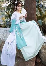 Традиционный китайский национальный костюм для женщин, платье Hanfu, винтажное Старинное платье ручной работы, вечерние костюмы для косплея hanfu для девочек 2024 - купить недорого