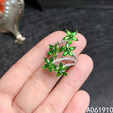 KJJEAXCMY-anillo femenino de Plata de Ley 925 con incrustaciones de diópsido natural, joyería fina, soporte de detección exquisita 2024 - compra barato