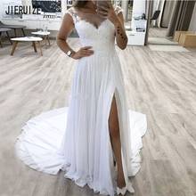 Jieruize vestidos de casamento modernos, estilo boho, mangas com zíper, vestidos de noiva em chiffon 2024 - compre barato