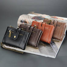Vintage Men's Wallet PU Leather Short Male Wallet Multi-card Male Purse Zipper Poucht Retro Three Fold Chain Money Bag 2024 - buy cheap