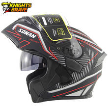 Soman-capacete de motociclista dobrável, lente dupla, para motocross, motorbike 2024 - compre barato