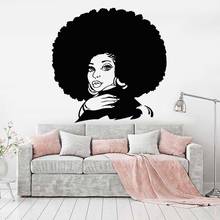 Exploding Hair Wall Decals Living Room Art Decoration African Girl Vinyl Wall Sticker Beauty Salon Creatives Home Decor Z193 2024 - buy cheap