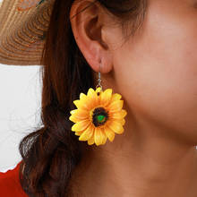 Fashion Sunflower Dangle Earrings For Women Girls Sweet Yellow Flower Drop Earrings Jewelry Accessories 2024 - buy cheap