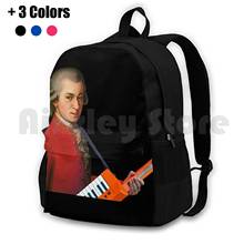 Mozart With A Keytar Outdoor Hiking Backpack Waterproof Camping Travel Wolfgang Amadeus Mozart Music Keytar Keyboard Guitar 2024 - buy cheap