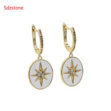 Boho Gold Color White Enamel North Star Dangle Earrings Starburst Celestial Huggie Earcuffs Dainty Bridal Cartilage Earring 2024 - buy cheap