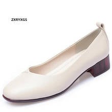 Top Cowhide Square Toe Women High Heel Shoes 2020 Spring Autumn Large Size Soft Sole Comfortable Women Genuine Leather Shoes 2024 - buy cheap