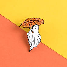 Одинокий призрак эмалированные булавки аниме значки Броши Оранжевый зонтик нагрудные булавки одежда сумки мультфильм Ювелирные изделия Подарки 2024 - купить недорого